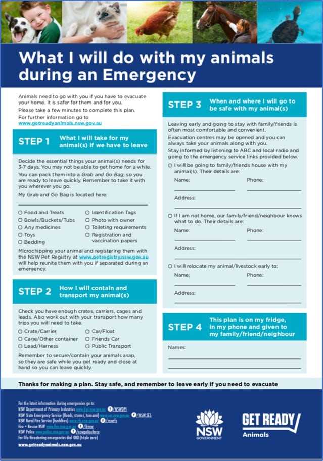 Planning For Your Animals in Emergencies | Sydney Animal Hospitals News %